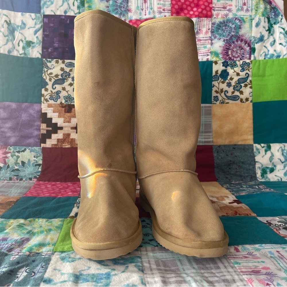 Real Comfort by Chadwick's Tan Suede Leather Fleece Tall Lined Boots Size 10